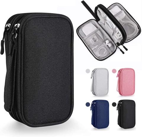ANNIEMOOM Organizador Portátil, Bolsa para Accesorios Electrónicos Accesorios de electrónica Estuches Bolsa de Viaje Universal para Discos Duros, Cables USB, Auriculares, Móviles, Cargadores, Tarjeta SD/TF (Negro)