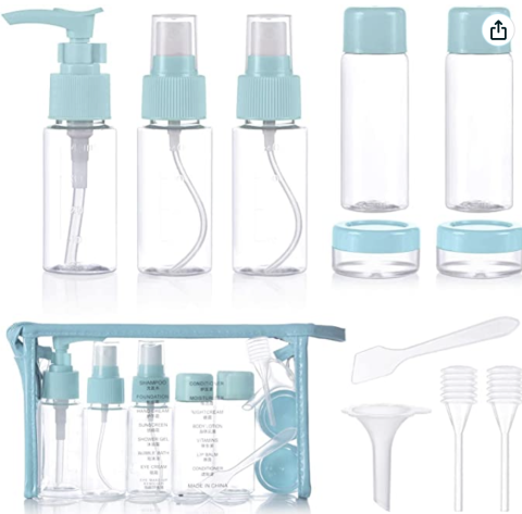 Botellas De Viaje Para cosméticos, Set De 11 Botellas De Viaje Líquidas Vacías, Juego De Viaje De Avión Para Champú, Protector Solar, Loción, Jabón, Artículos De Tocador, Acondicionadores