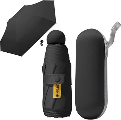 MXCOCO Paraguas de Bolsillo para Lluvia y Sol, Mini Sombrilla Plegable con Protección UV, Resistente al Viento y Lluvia, Ligero y Portátil con Estuche para Llevarlo Diario en Bolsa o Mochila